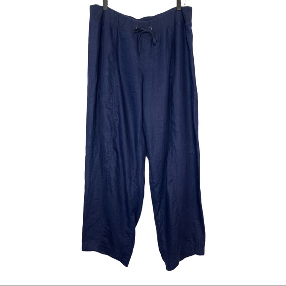 Eileen Fisher Pants - Eileen Fisher Navy Organic Linen Lagenlook Pants L